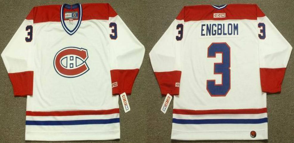 2019 Men Montreal Canadiens 3 Engblom White CCM NHL jerseys